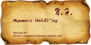 Nyemecz Hetény névjegykártya